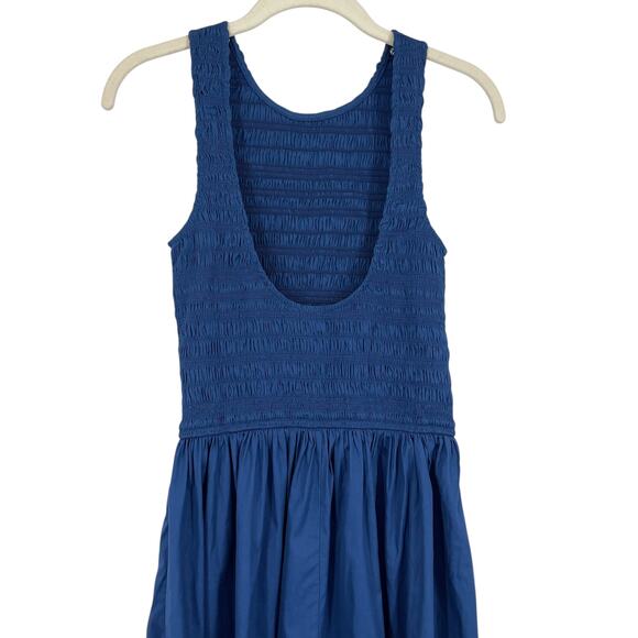 Madewell The Petite Melody Scoopback Smocked Midi Dress Blue PXS NWT Clean Girl - Picture 10 of 11